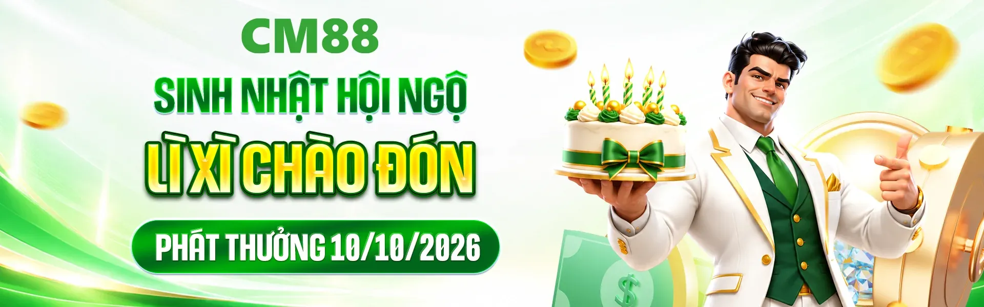 1. CM88 tưng bừng kỷ niệm sinh nhật với hàng ngàn phần quà hấp dẫn dành cho hội viên. Nhanh tay đăng ký tài khoản để tham gia chương trình và khám phá các phần thưởng.